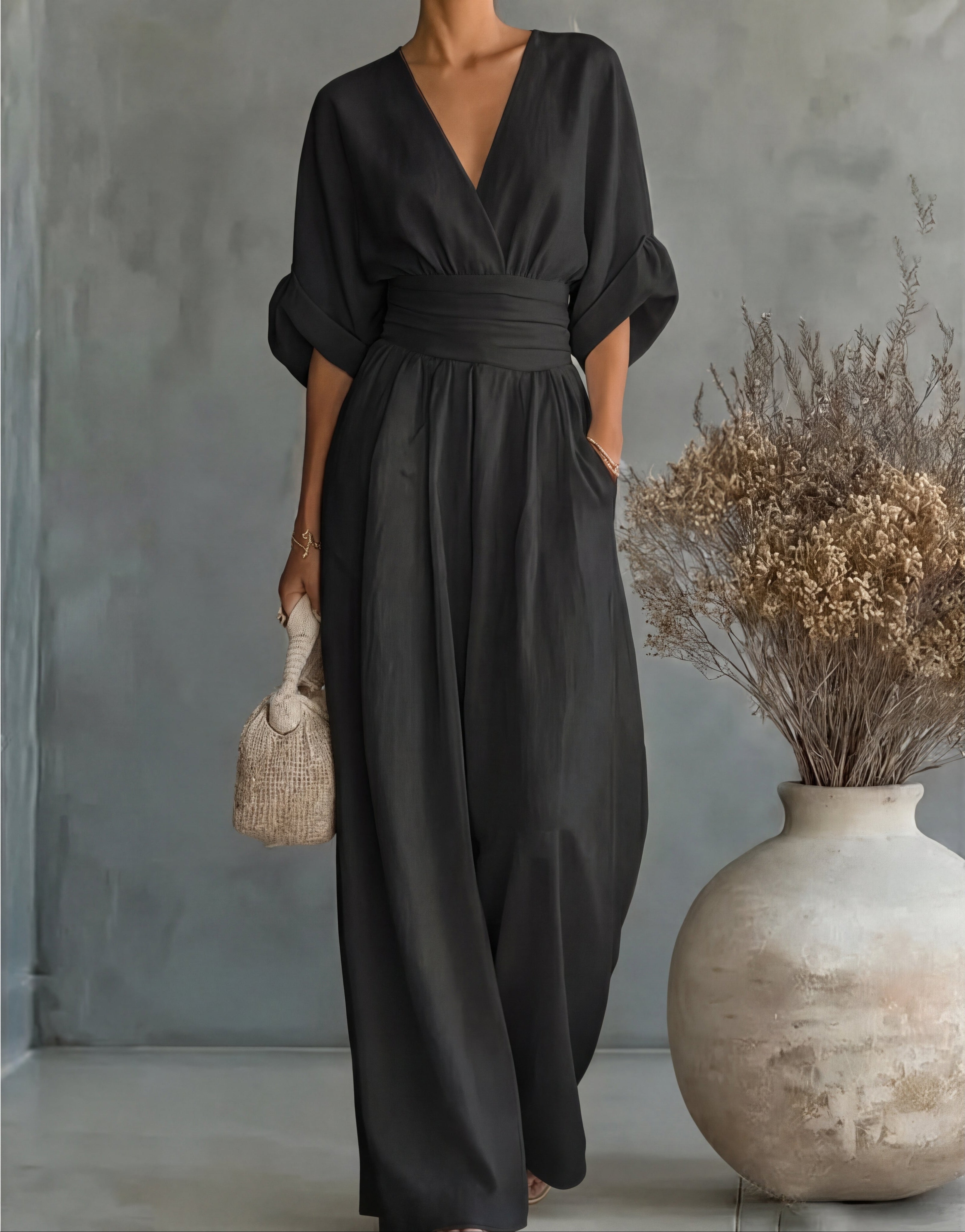 Chiara | Lang, løstsiddende jumpsuit med printmønster