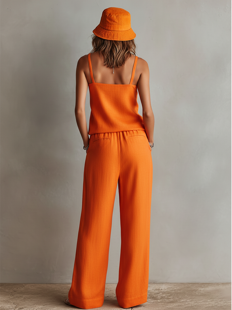 Signe | linnedlook cami-top- og buksesæt med vide bukser