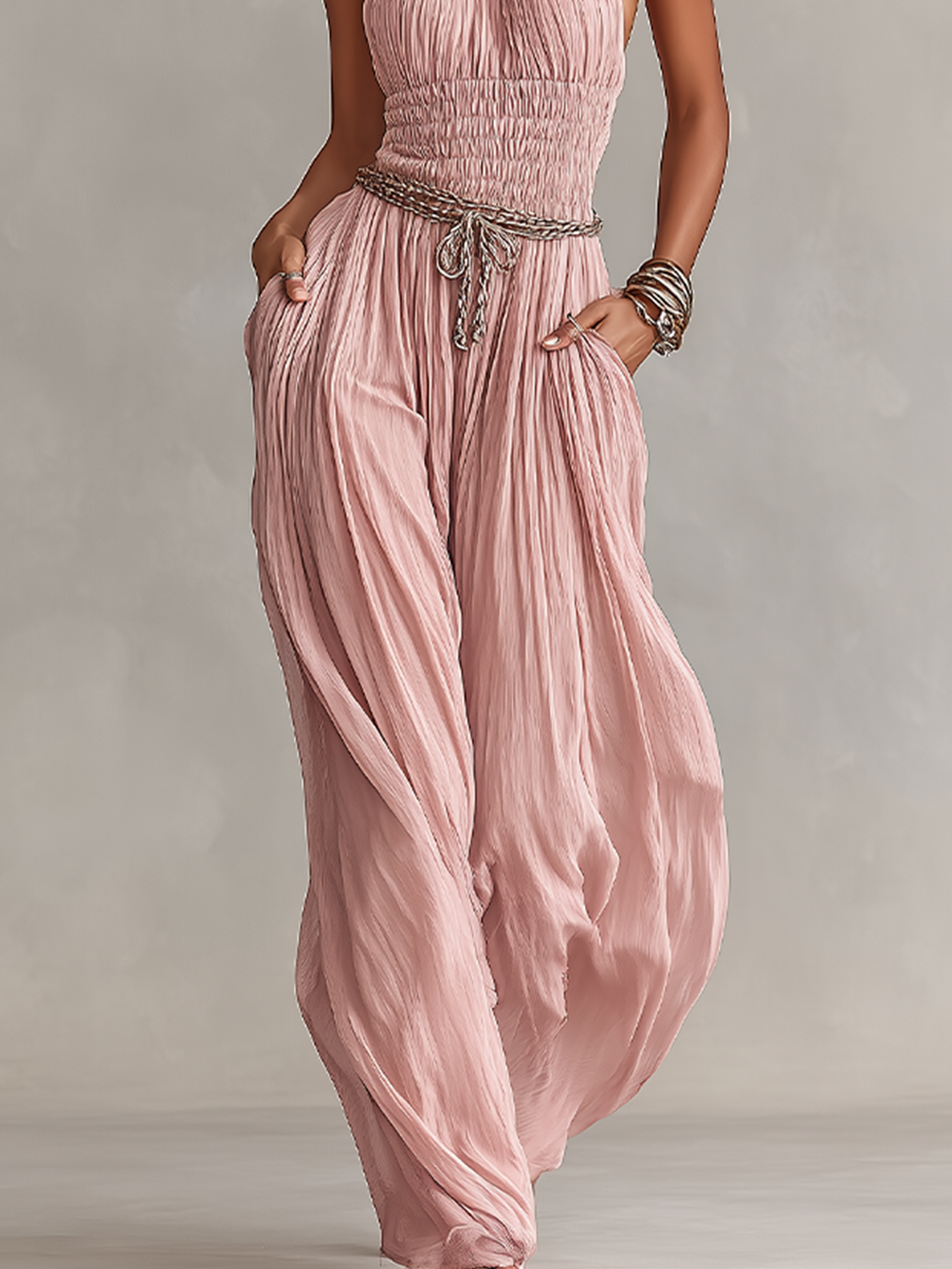 Celia | Elegant halter-jumpsuit med rynket talje