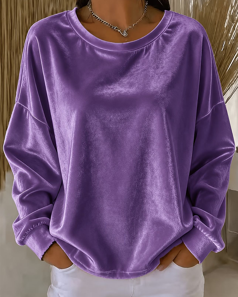 Astrid | Afslappet bluse med rund hals og drop shoulder