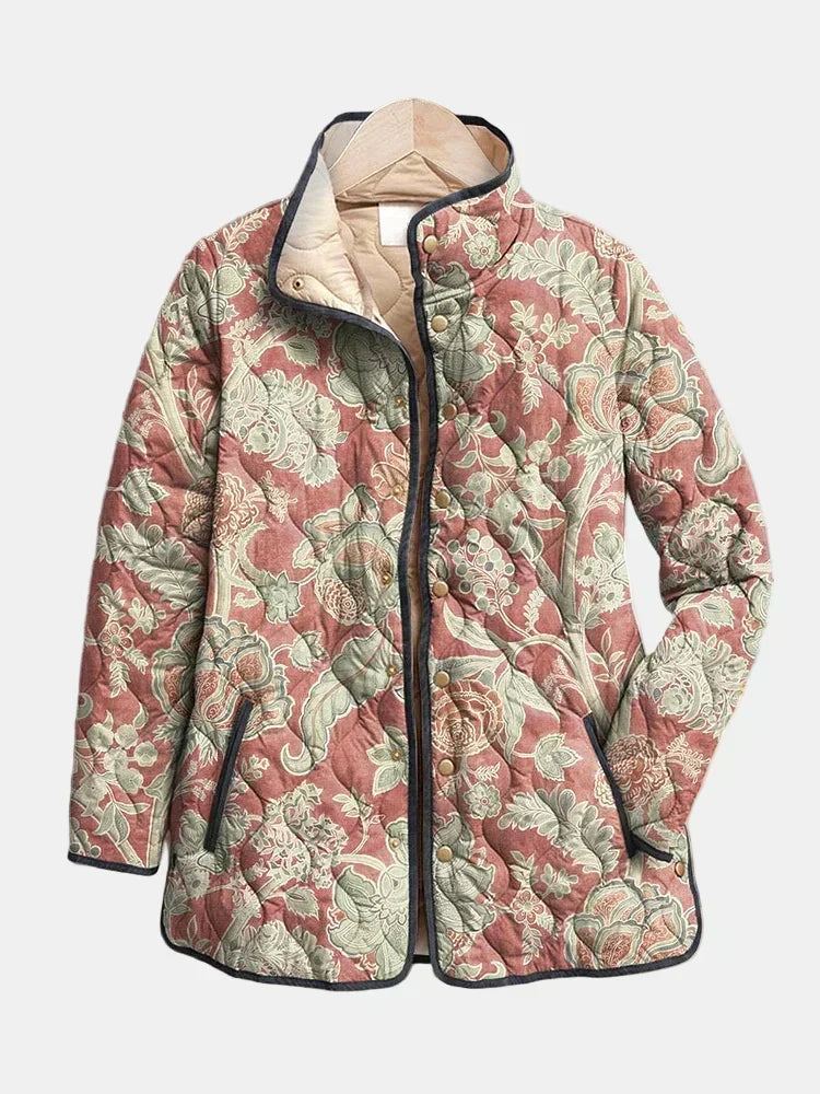 Mathilde | Quiltet jakke med terracotta damaskmønster