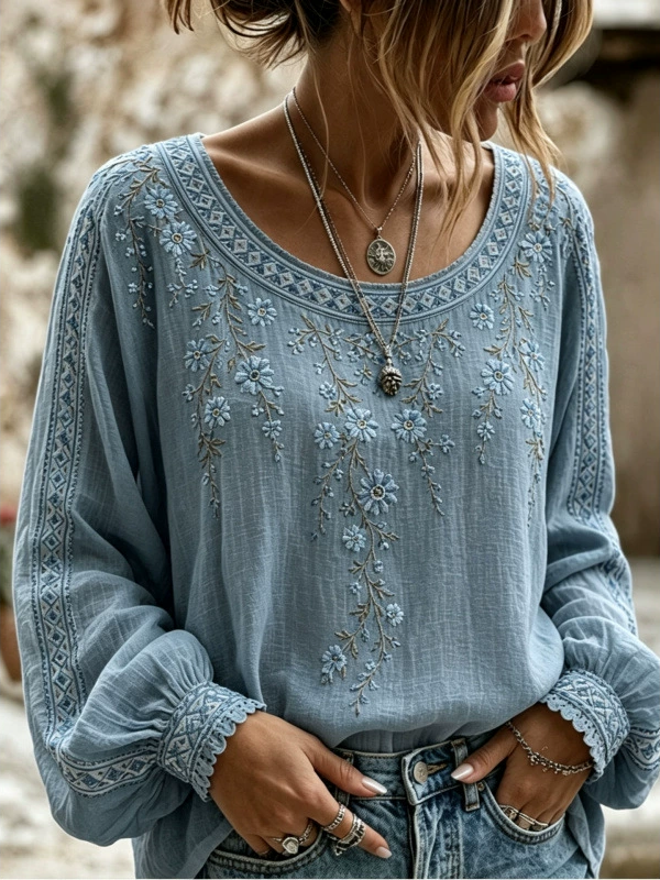 Wilma | Bluse med blomsterbroderi