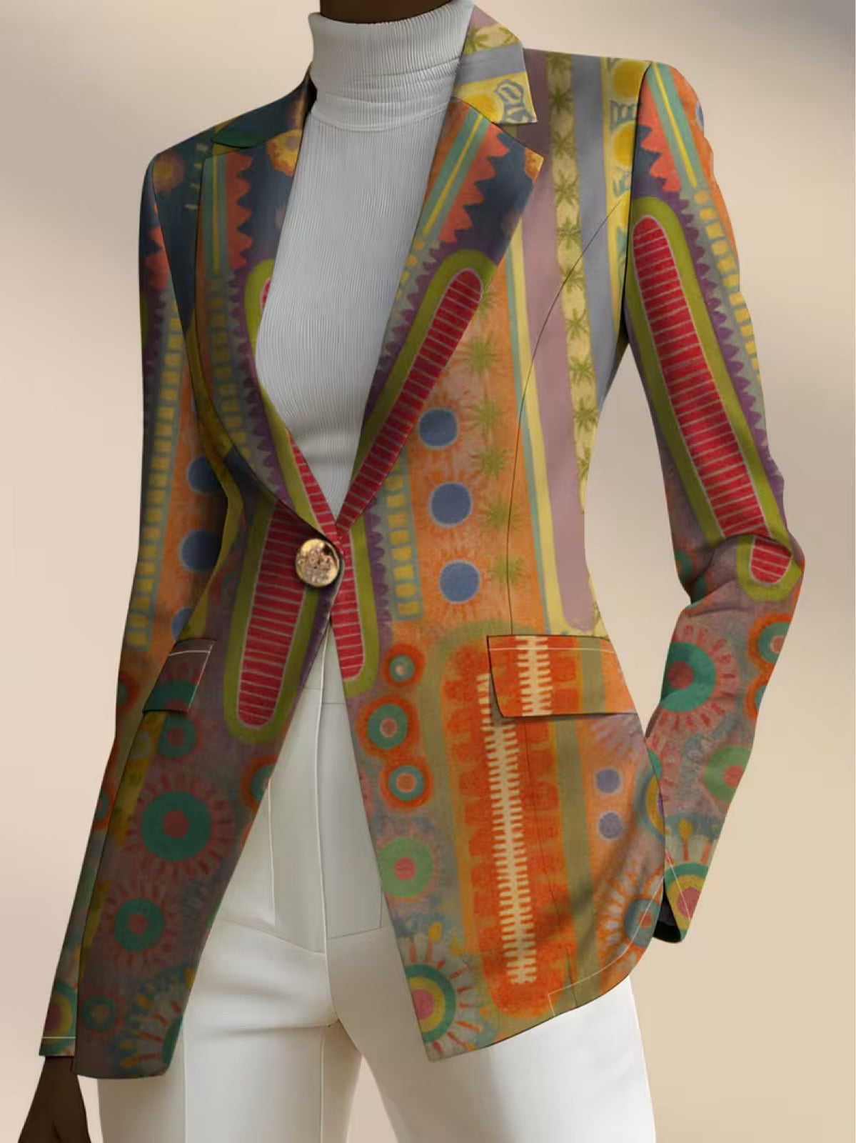 Sofie | Blazer med kunstfuldt medaljonprint