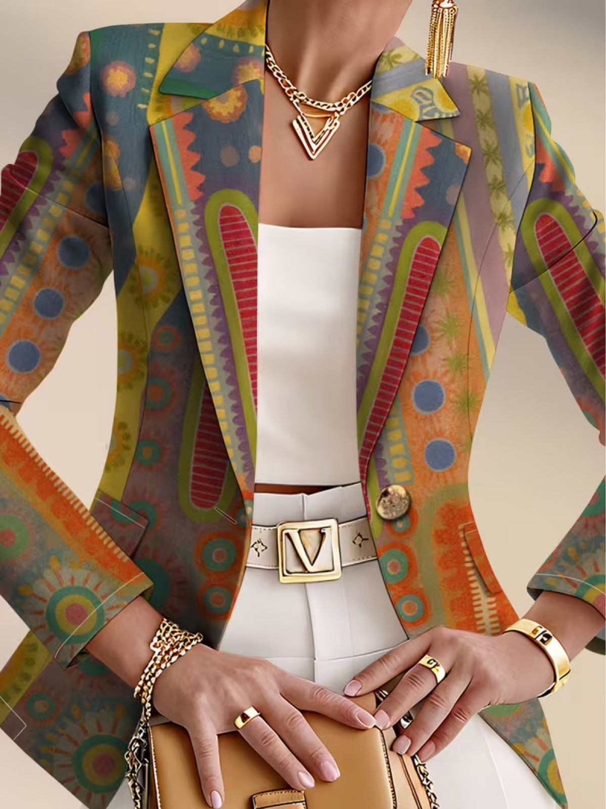 Sofie | Blazer med kunstfuldt medaljonprint