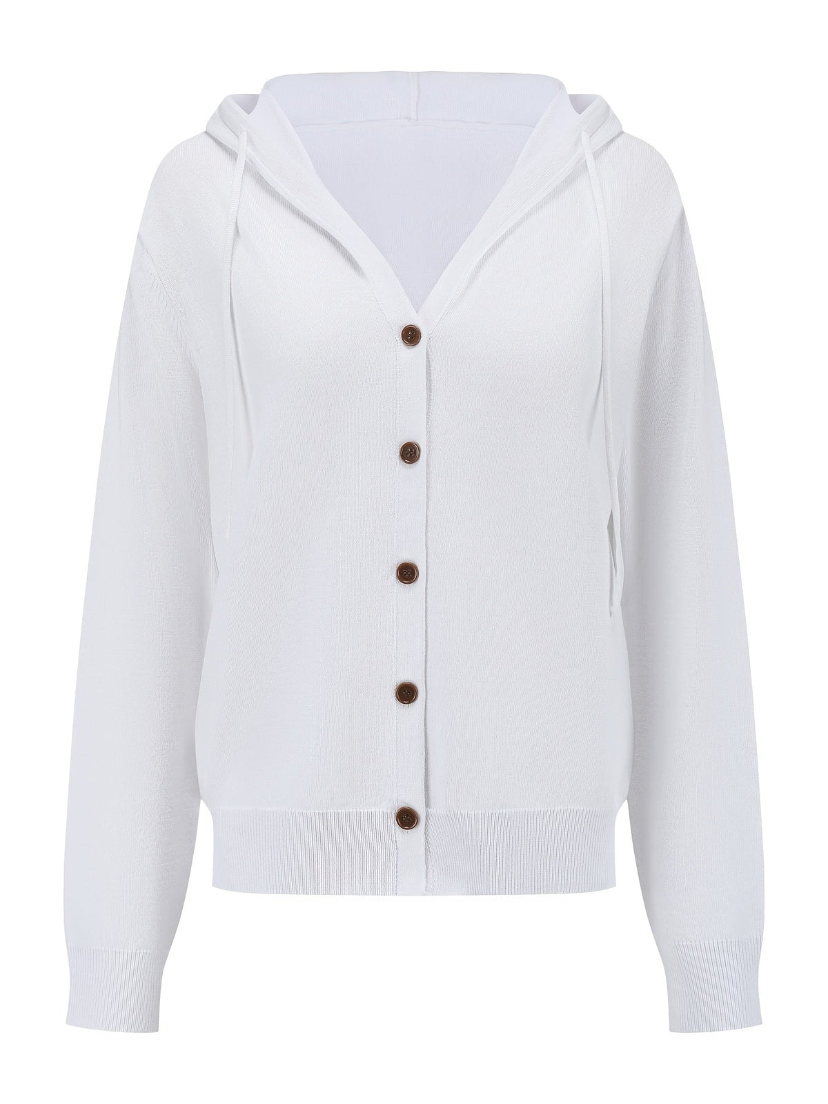 Astrid | Hvid cardigan med hætte og knapper