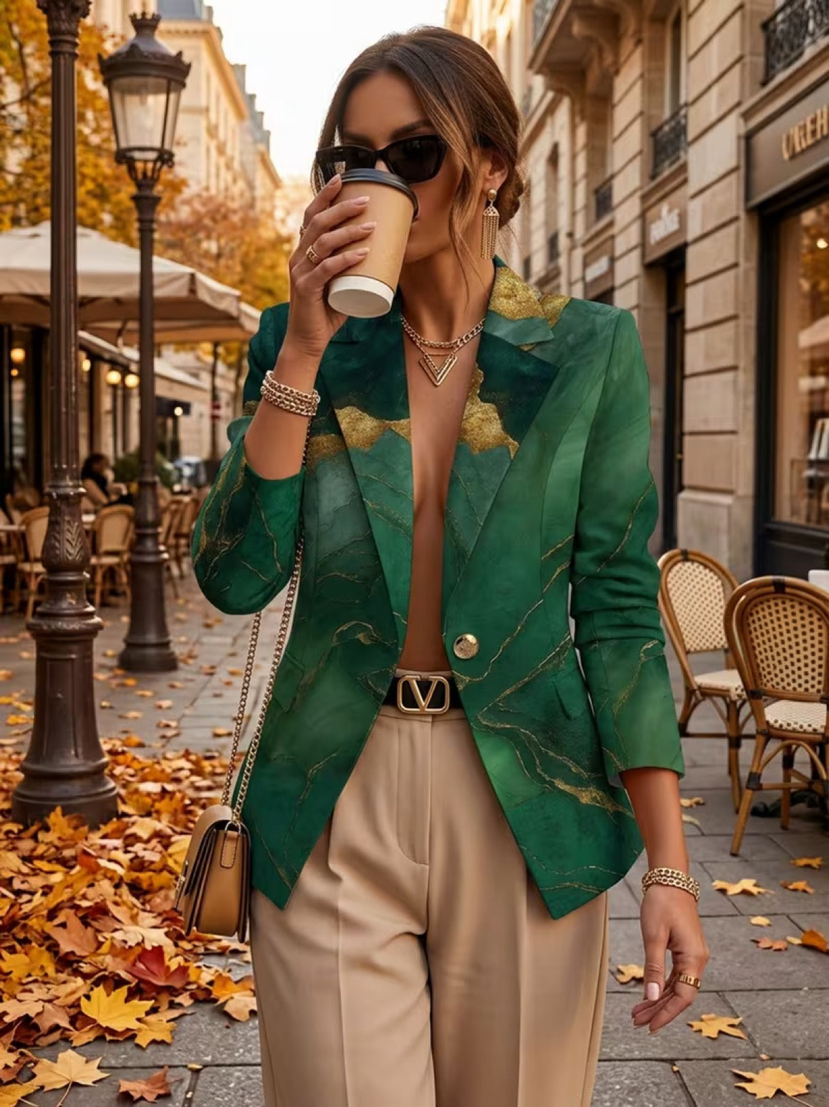 Liv | Taillieret blazer med marmoreffekt