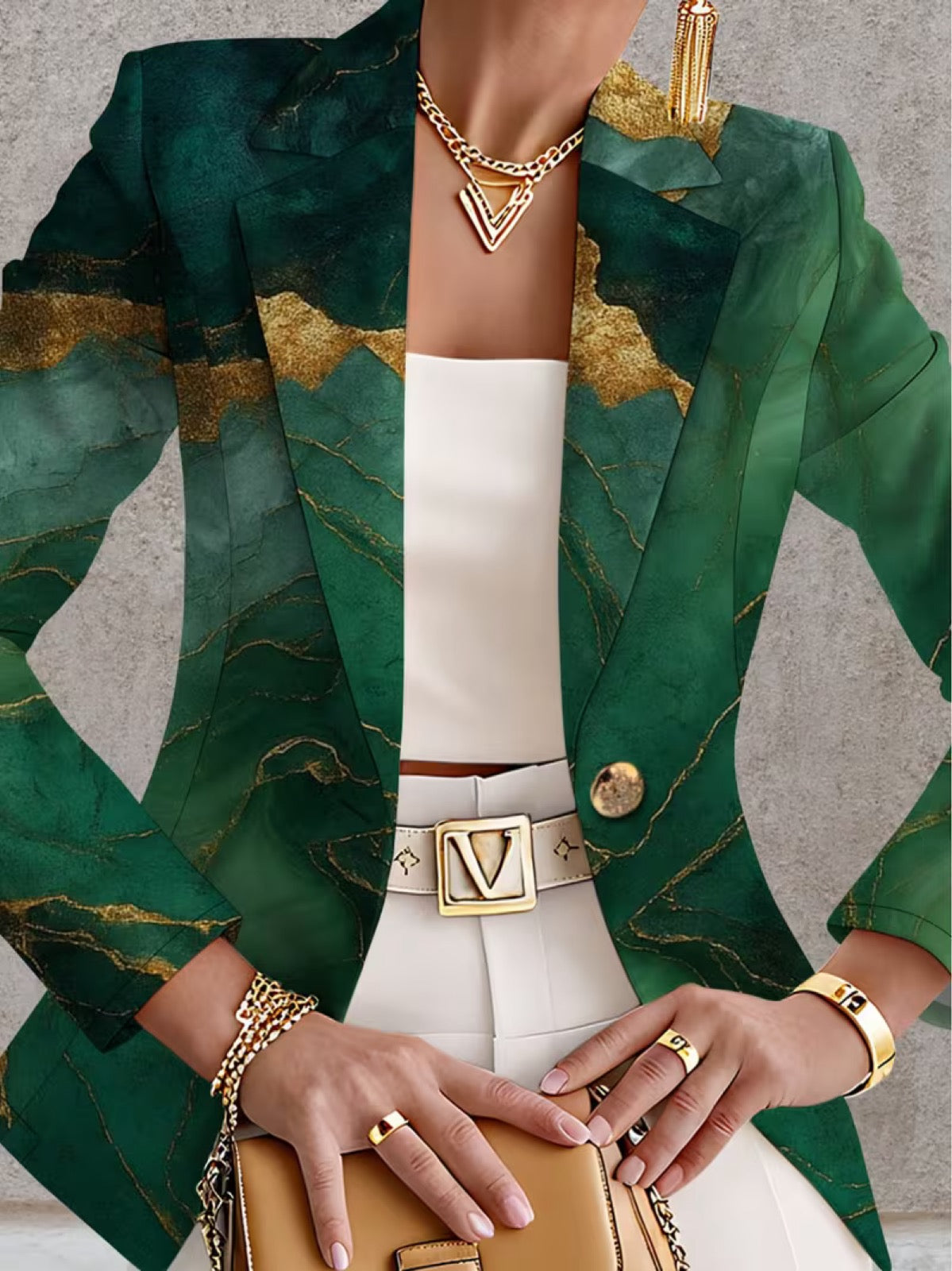 Liv | Taillieret blazer med marmoreffekt