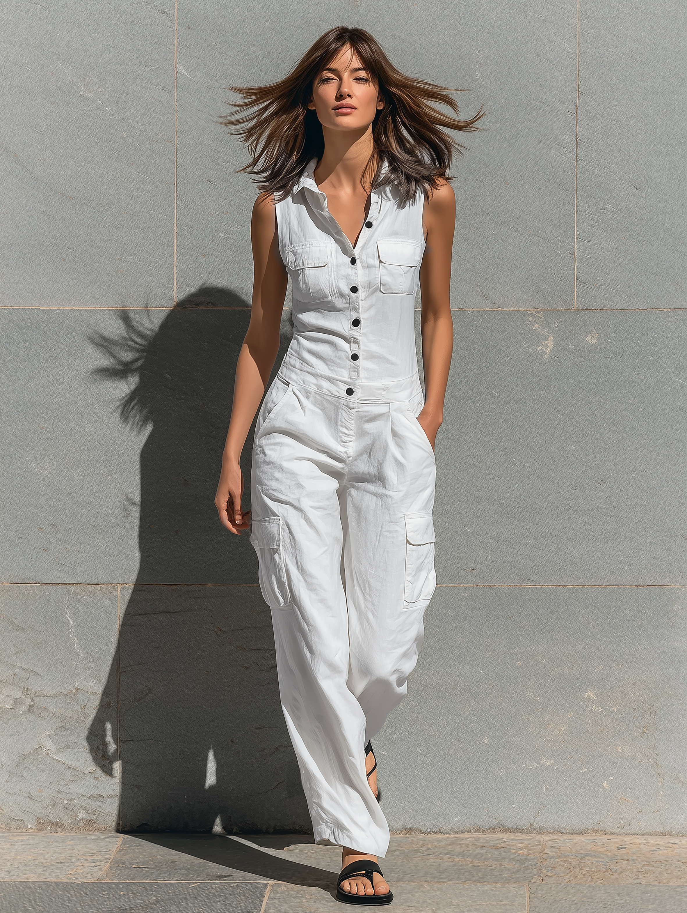 Ester | Ærmeløs jumpsuit med knaplukning