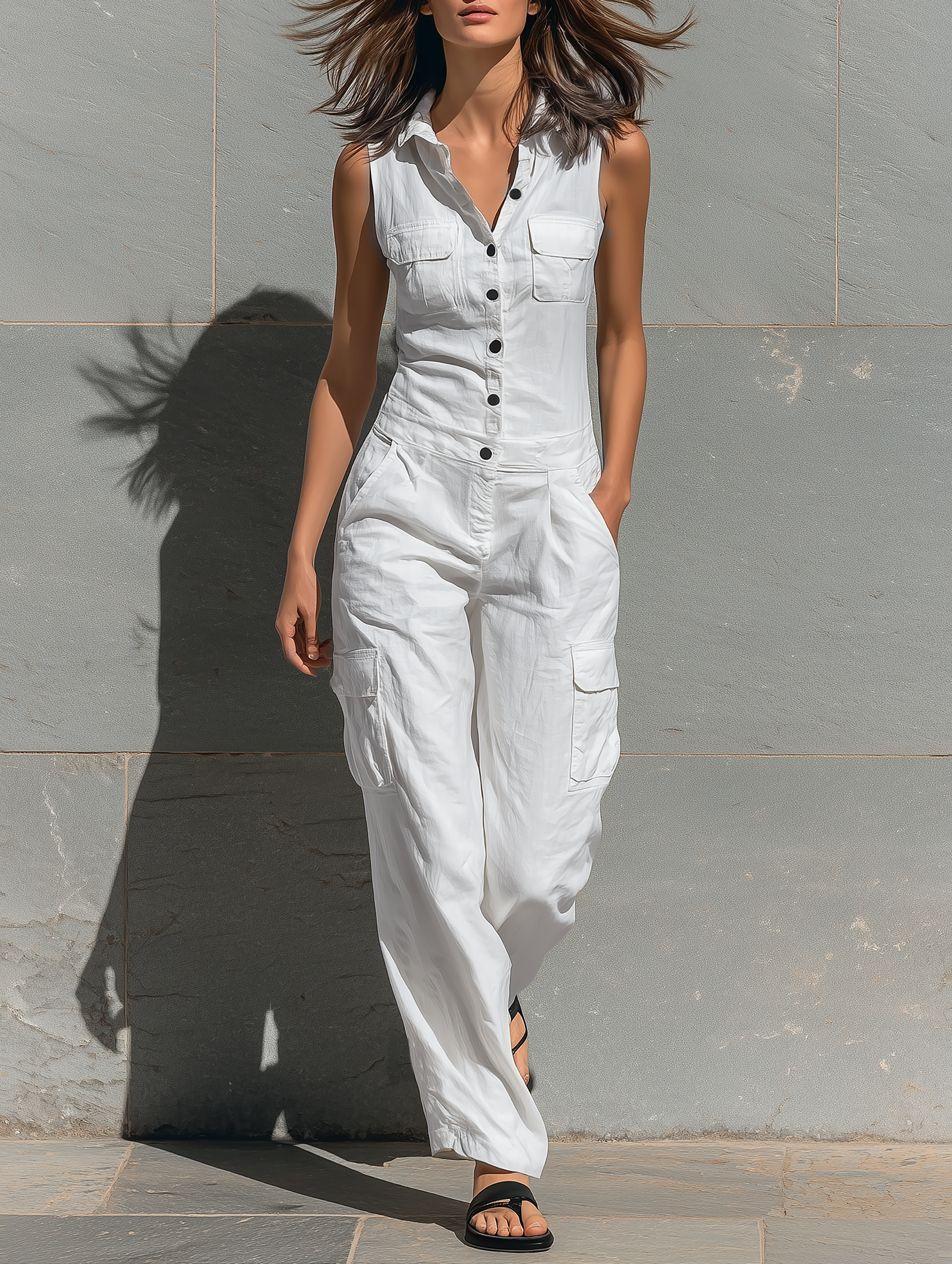 Ester | Ærmeløs jumpsuit med knaplukning