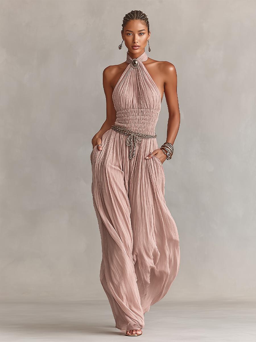 Celia | Elegant halter-jumpsuit med rynket talje