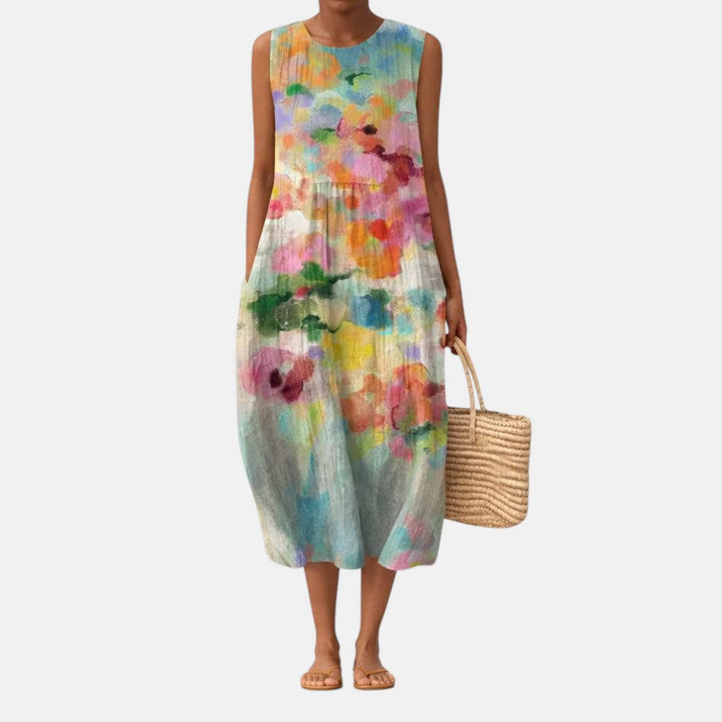Karla™ | Elegant, flerfarvet midikjole