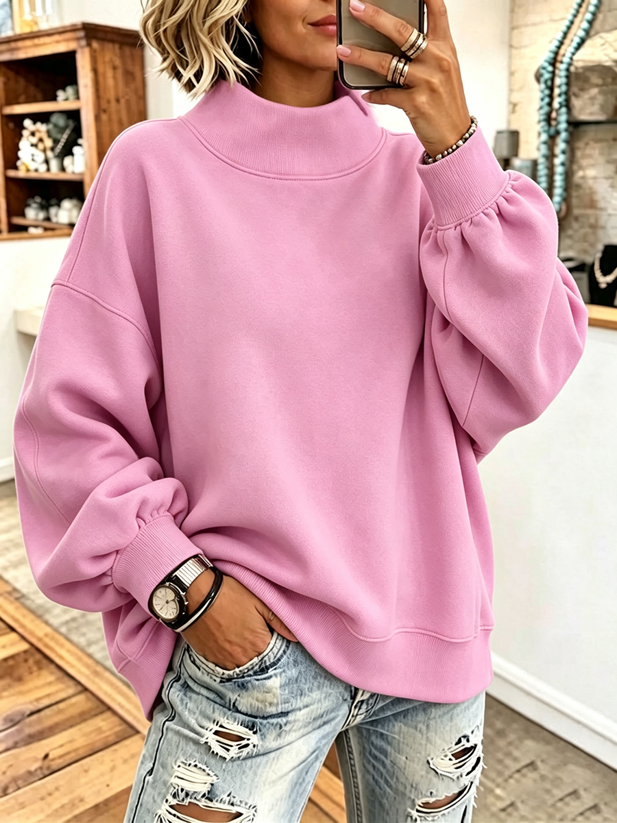 Rosa | Oversized sweatshirt med høj hals
