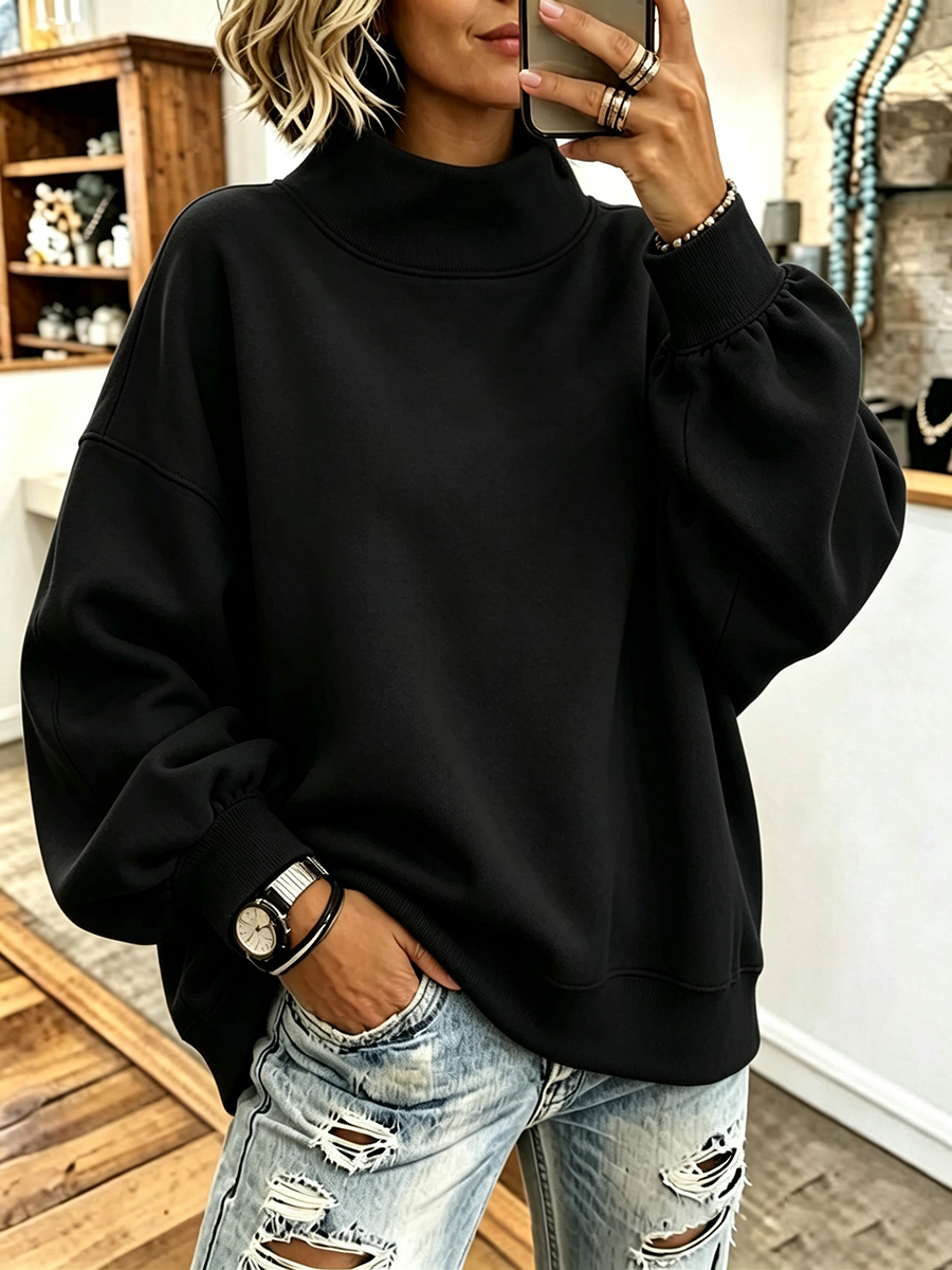Rosa | Oversized sweatshirt med høj hals