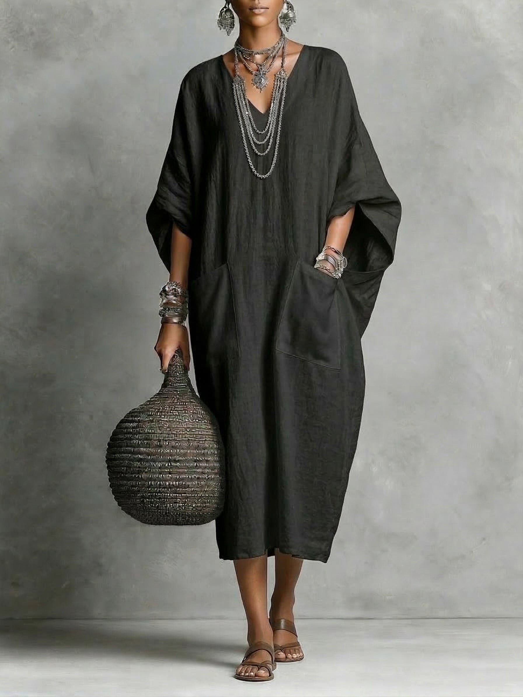 Kaia | Afslappet kaftan-maxikjole