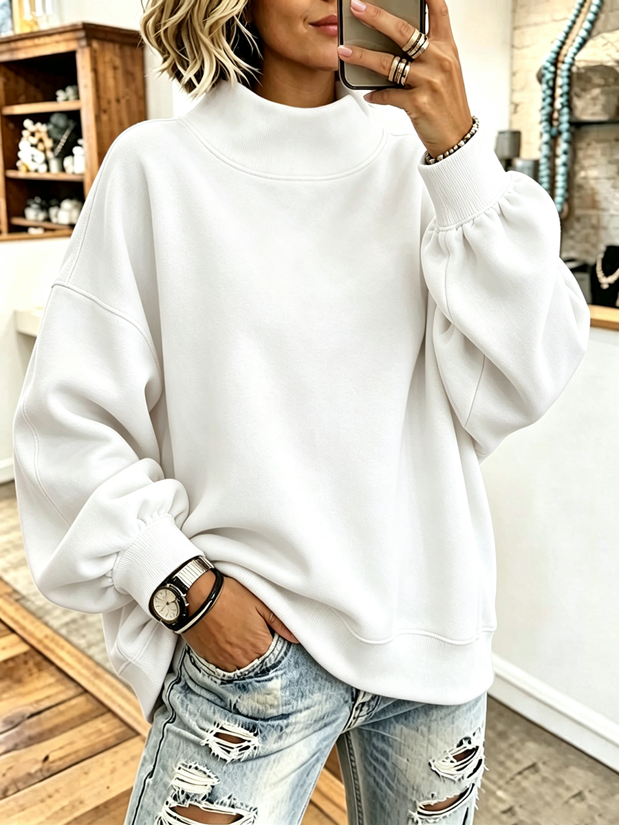 Rosa | Oversized sweatshirt med høj hals
