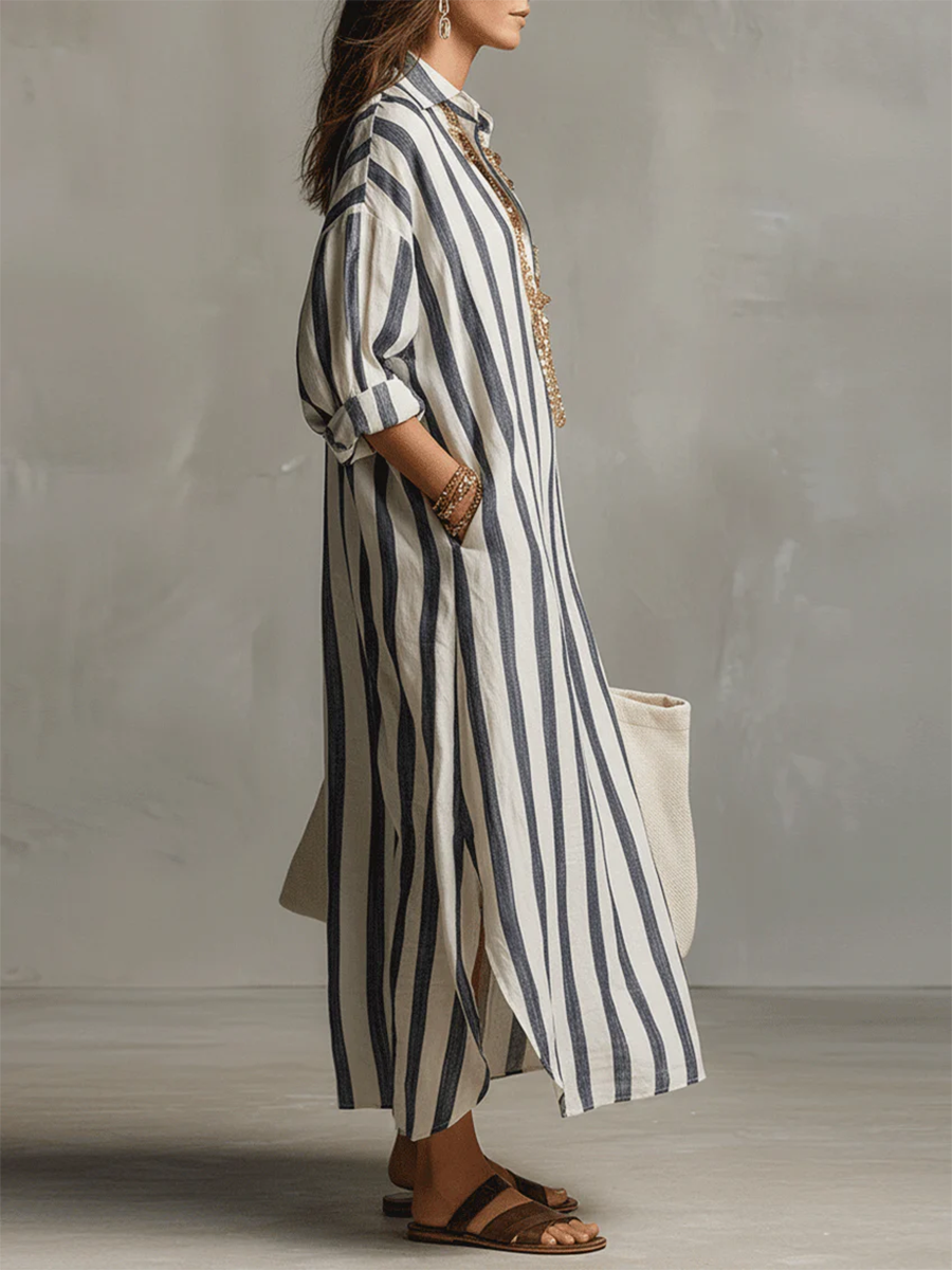 Liora | Oversized stribet maxikjole
