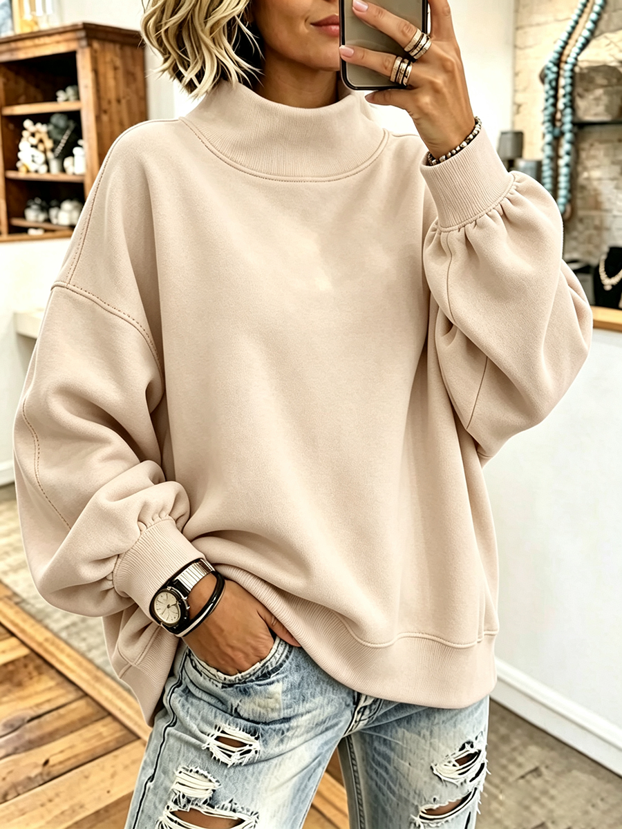 Rosa | Oversized sweatshirt med høj hals
