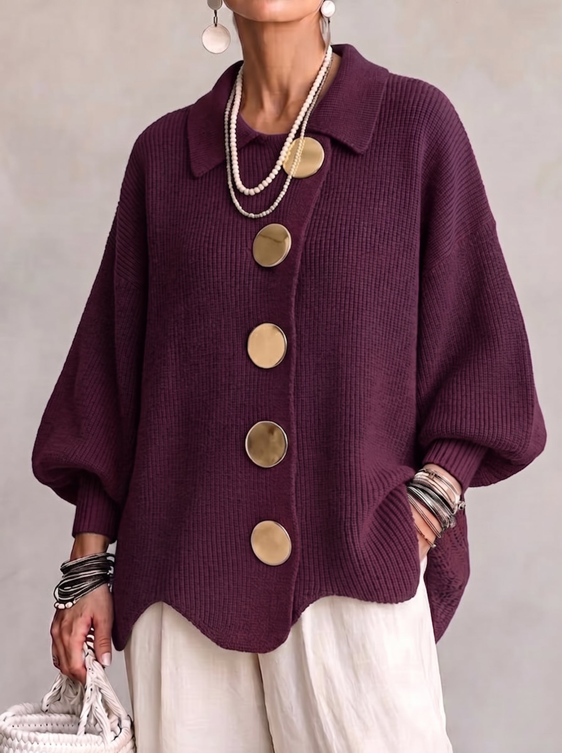 Dora | Oversized cardigan med krave og knapper