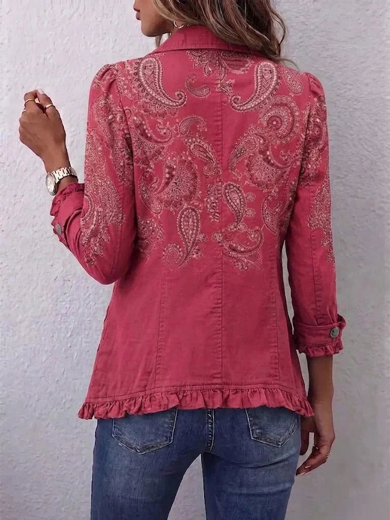 Anouk | Vintage flæsejakke med paisleyprint