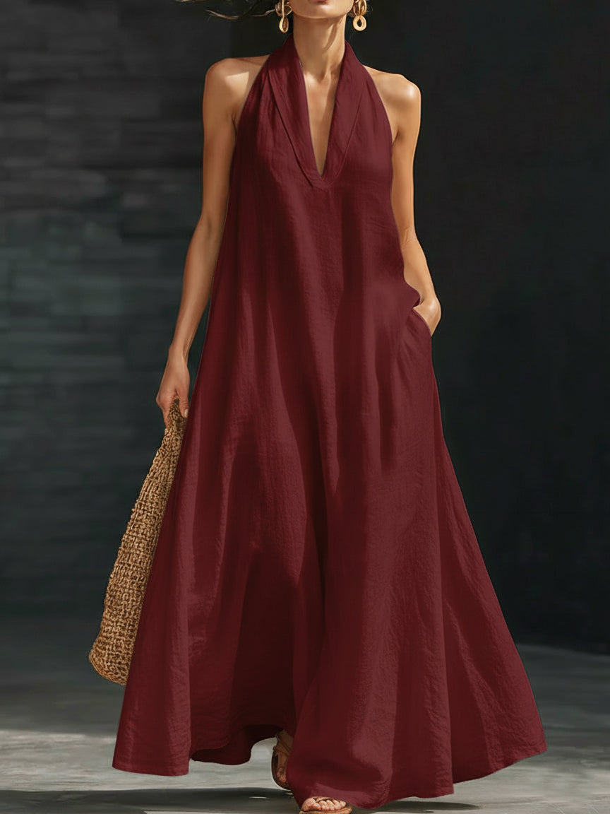 Aveline | Halter-maxikjole med elegant fald