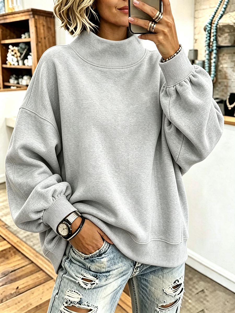 Rosa | Oversized sweatshirt med høj hals