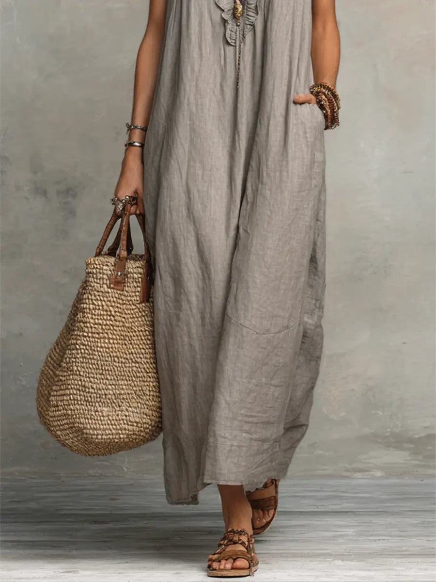 Sienna | Boho-maxikjole med flæsedetaljer