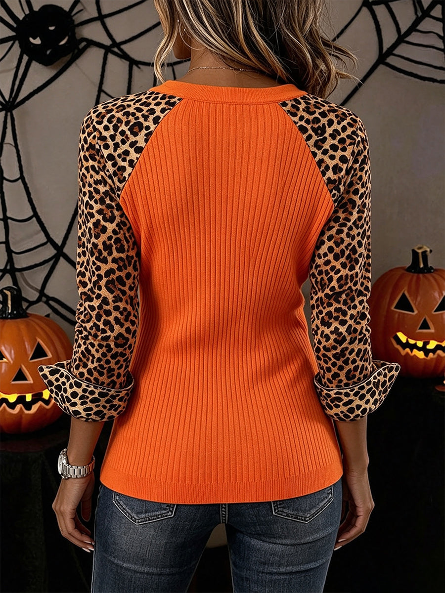 Karla | Henley-top med leopardærmer
