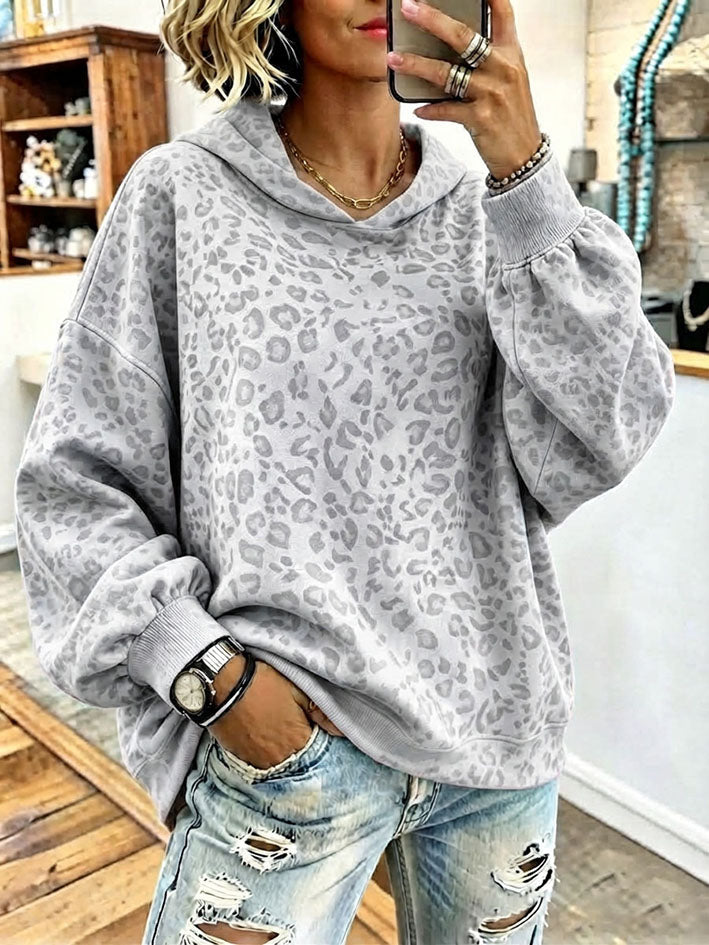 Liv | Hættetrøje med leopardprint