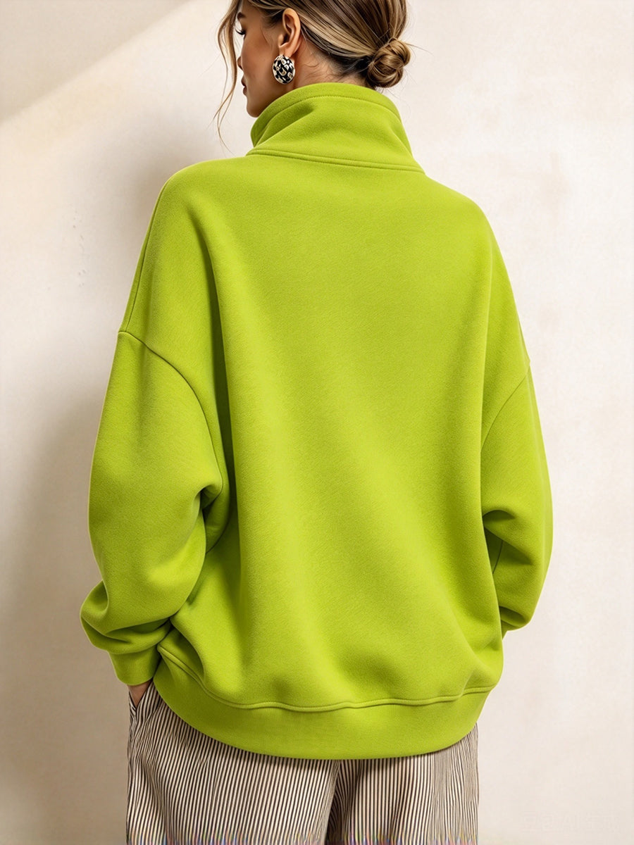 Rikke | Sweatshirt med høj hals og lynlås i siden