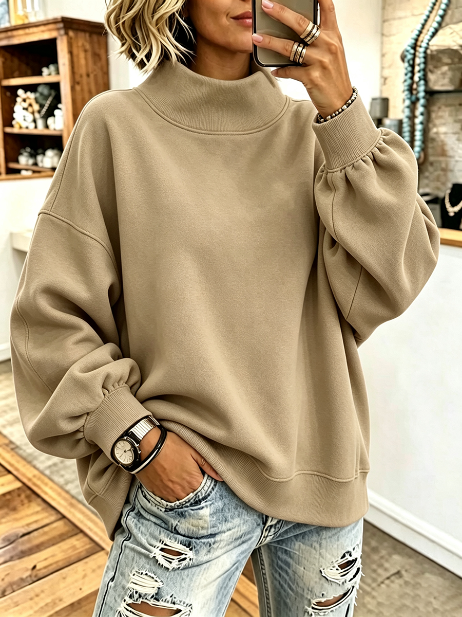 Rosa | Oversized sweatshirt med høj hals