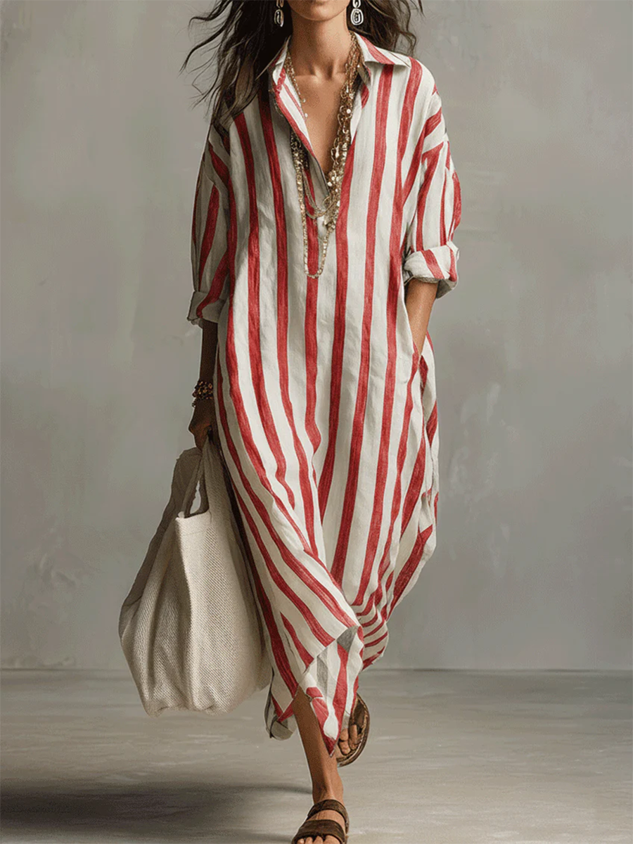 Liora | Oversized stribet maxikjole
