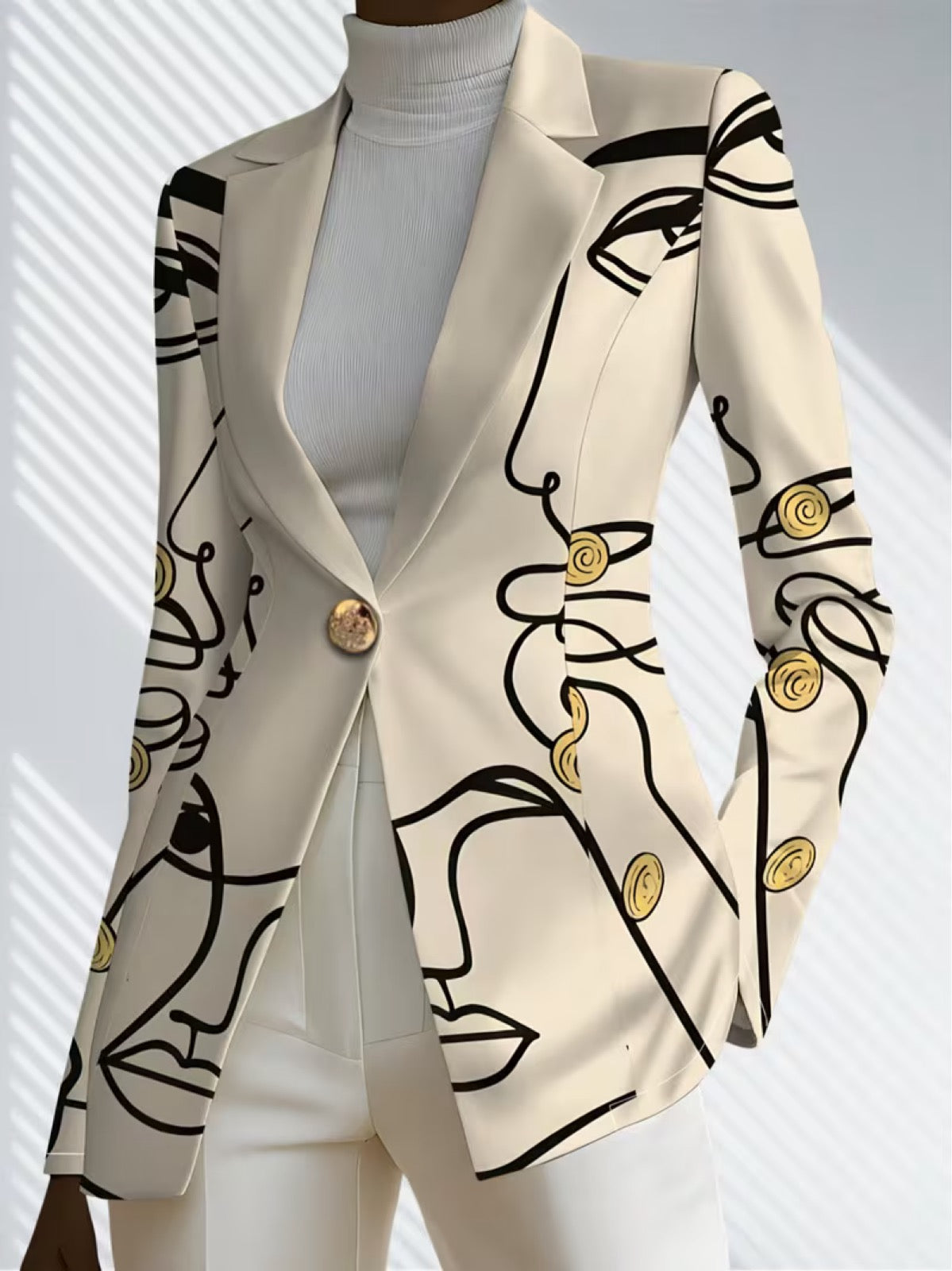 Nora | Taillieret blazer med linjekunst