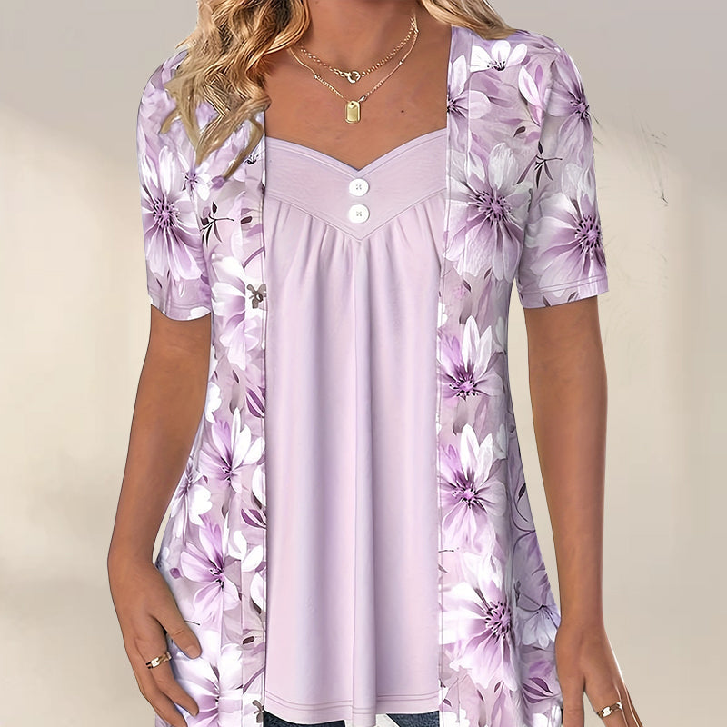 Liv | Boho-top med asymmetrisk blomsterpatchwork