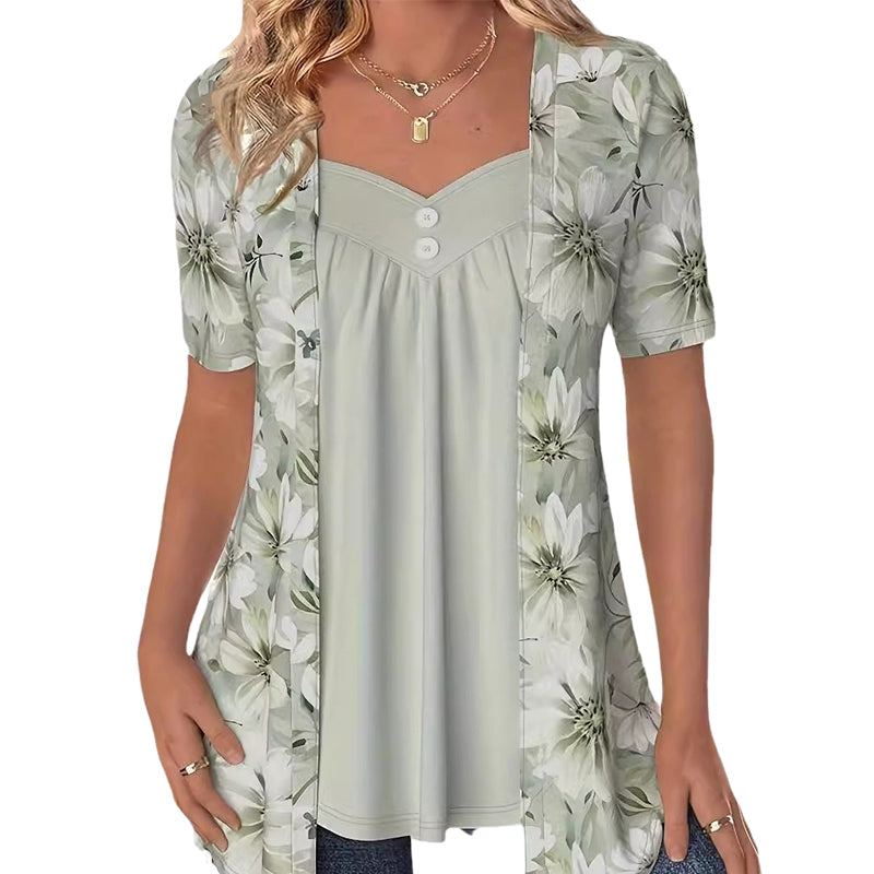 Liv | Boho-top med asymmetrisk blomsterpatchwork
