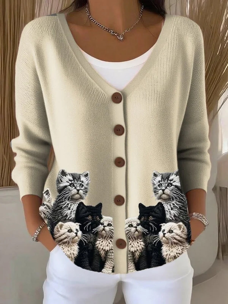 Esther | Cardigan med kat og print