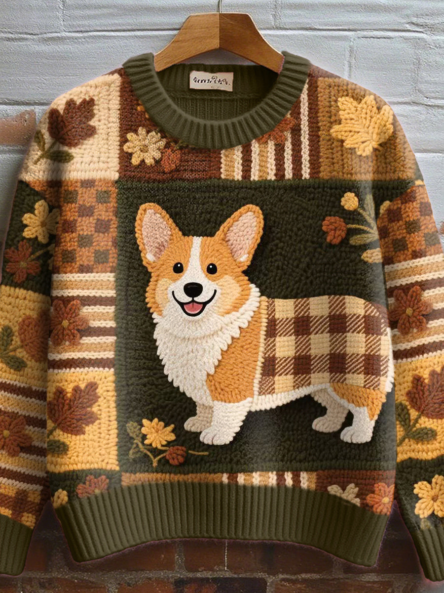 Frida | Striktrøje med corgi