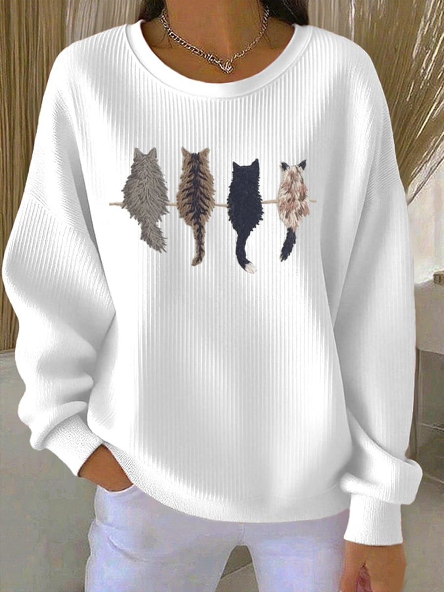 Line | Sweatshirt med kattesilhuet og print