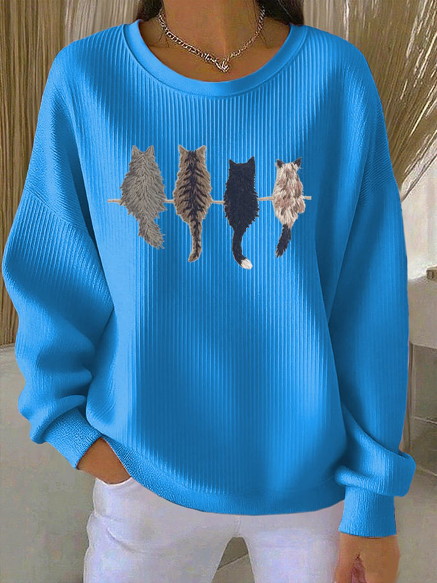 Line | Sweatshirt med kattesilhuet og print