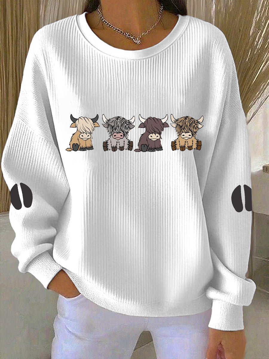 Emilie | Sweatshirt med højlandskvæg og print