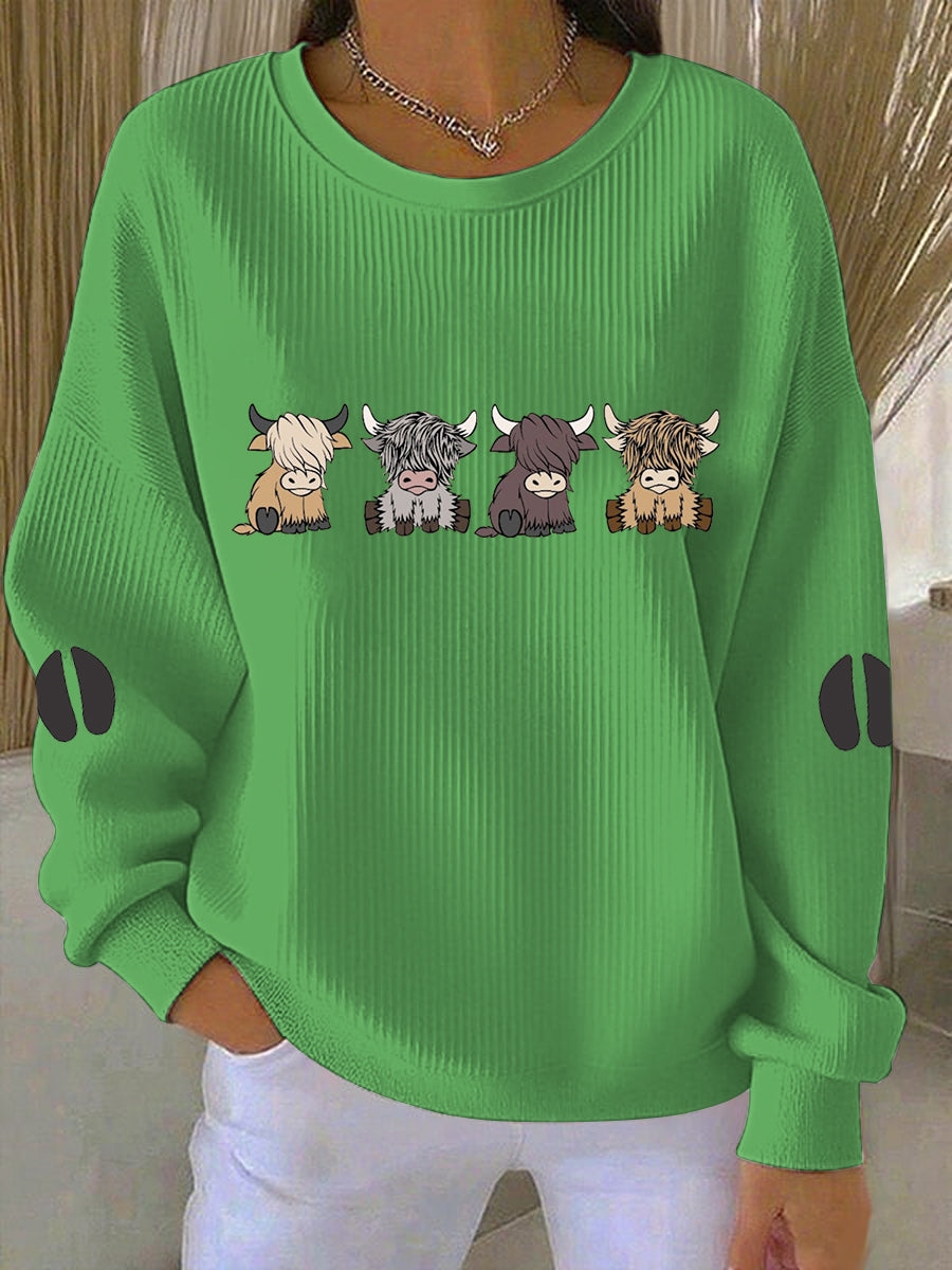 Emilie | Sweatshirt med højlandskvæg og print