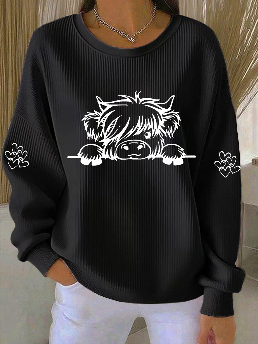 Kaya | Sweatshirt med højlandskvæg og print