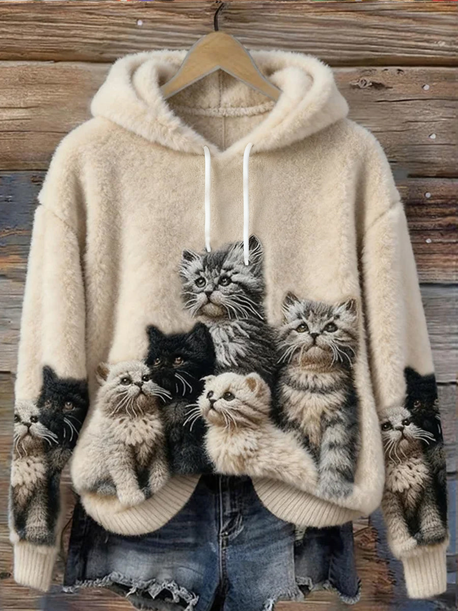 Klara | Sweatshirt med kattemotiv og kunstprint