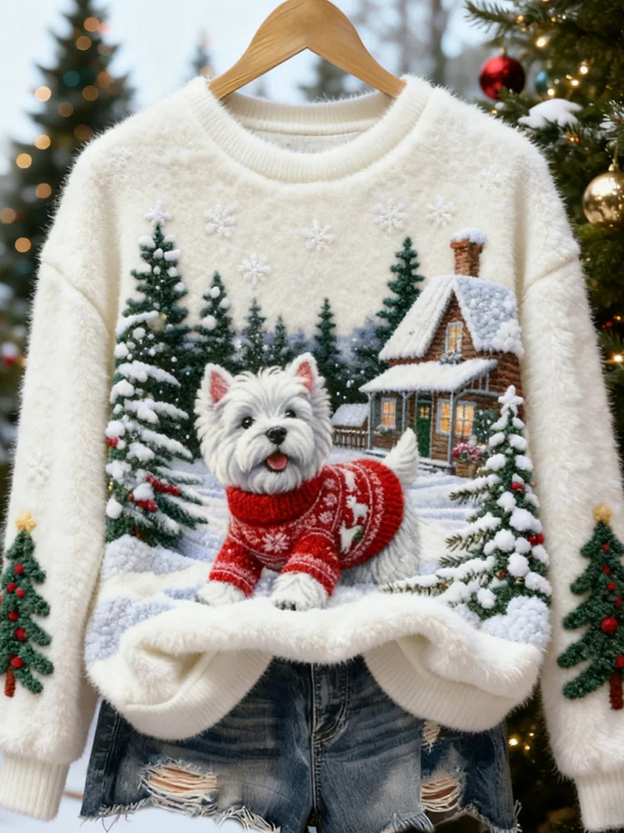 Dagmar | Flanelltop med julemotiv og dyreprint og kunstprint