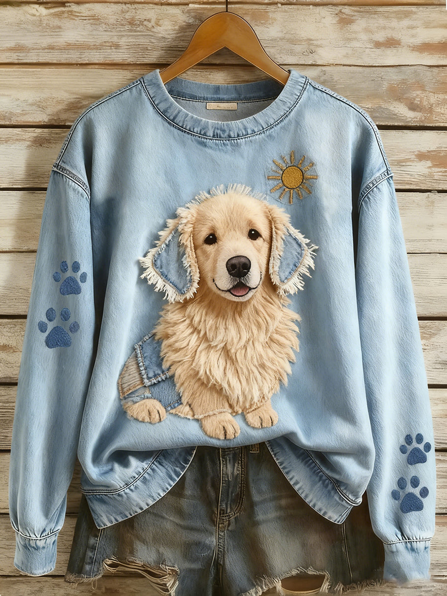 Mathilde | Sweatshirt med patchwork og dyreprint og kunstprint