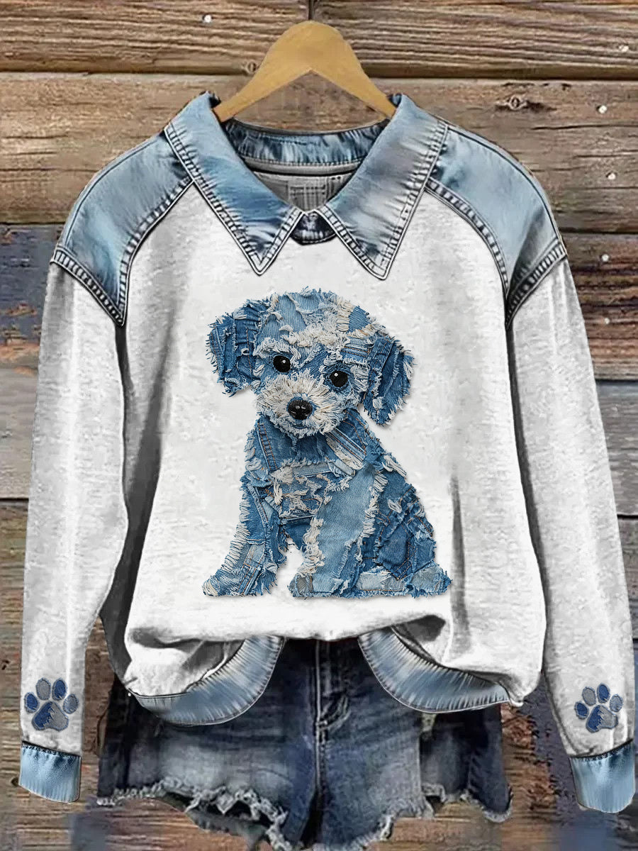 Bjørk Marie | Sweatshirt med patchwork og kunstprint