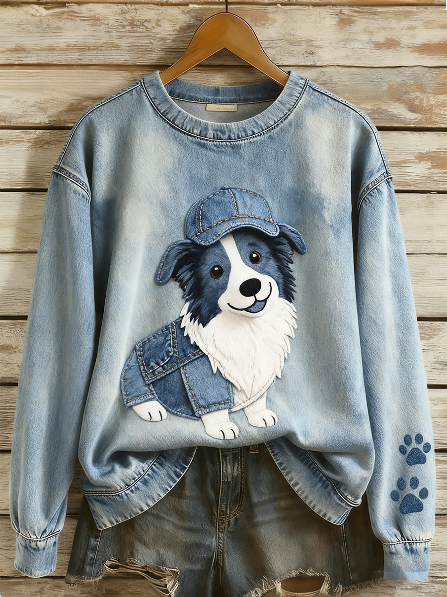 Isabella Sofie | Sweatshirt med patchwork og dyreprint og kunstprint