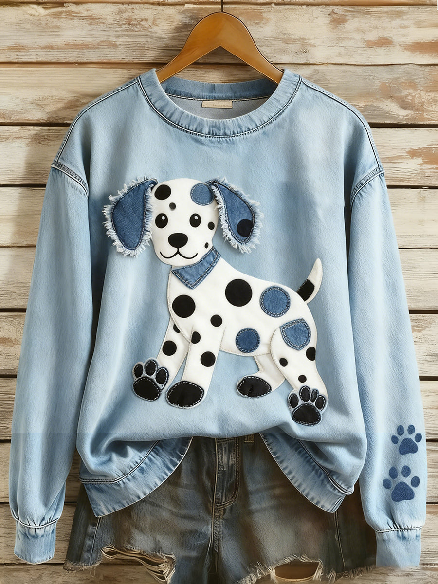Nanna Marie | Sweatshirt med patchwork og dyreprint og kunstprint