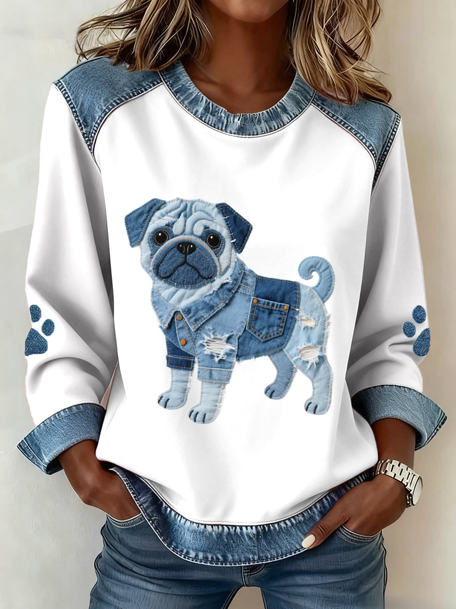 Clara Marie | Sweatshirt med mopsemotiv