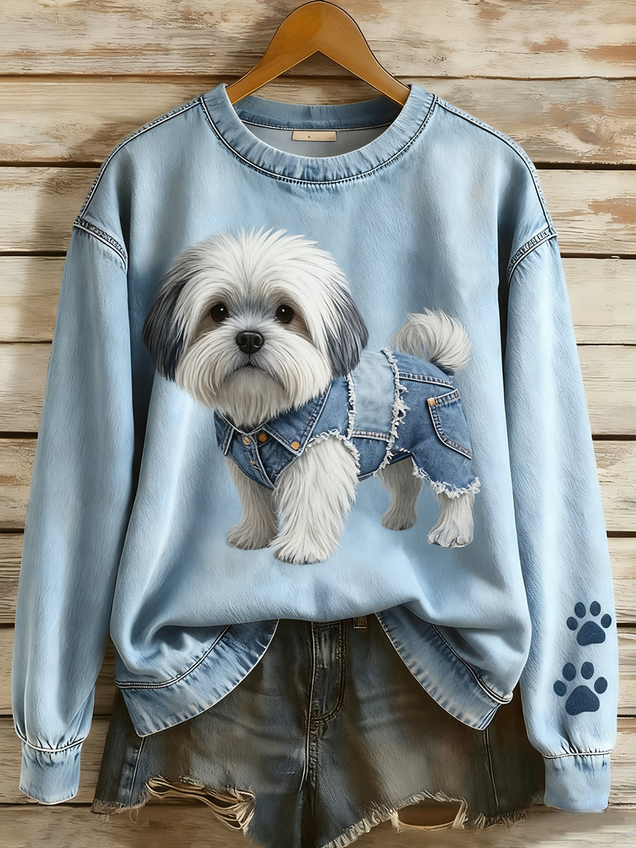 Rosa Marie | Sweatshirt med patchwork og dyreprint og kunstprint