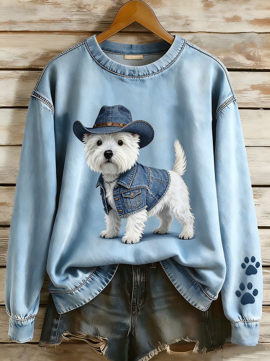 Wilma Marie | Sweatshirt med patchwork og dyreprint og kunstprint